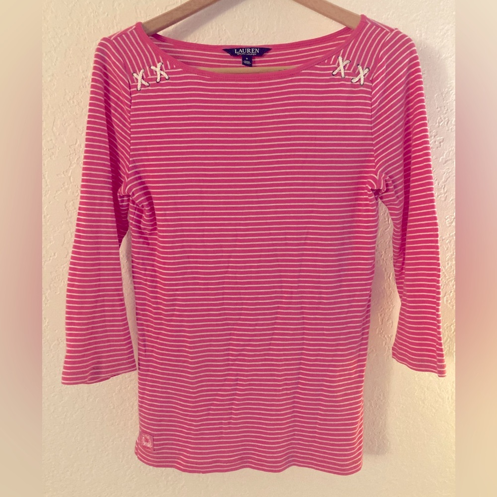 Lauren by Ralph Lauren 3/4 sleeve boat neck shirt